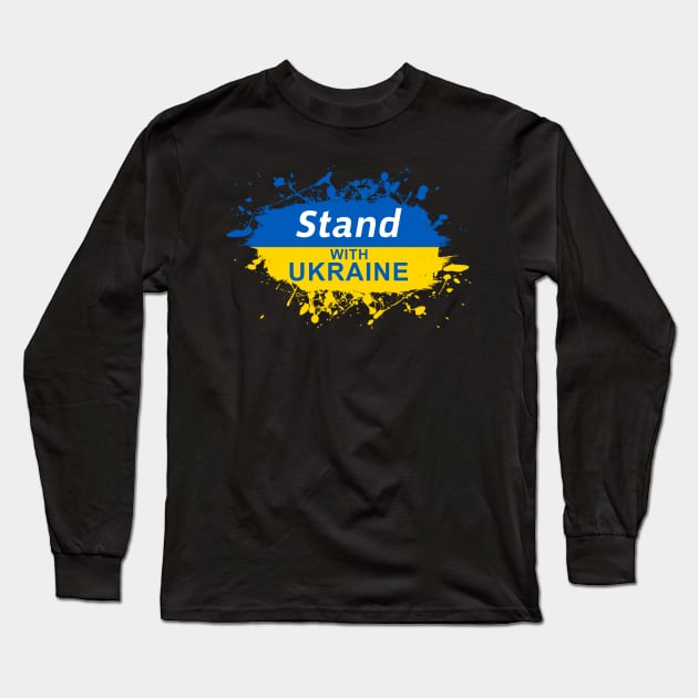 I Stand With Ukraine Flag Splash Long Sleeve T-Shirt by teesmile